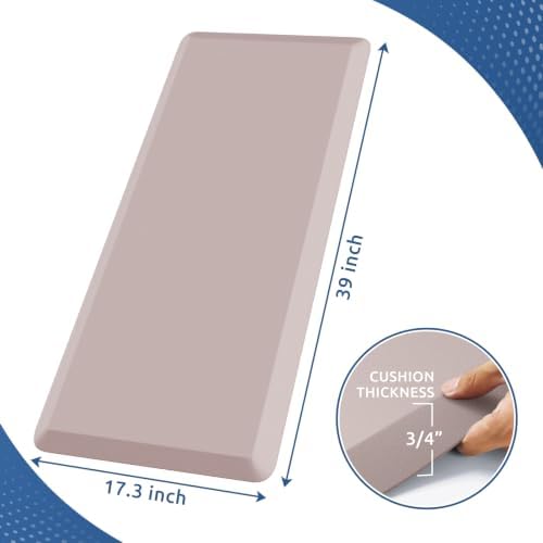 KitchenClouds Kitchen Mat Cushioned Anti Fatigue Kitchen Rug Non Slip Standing Mat Comfort Floor Mats for Sink Office (17.3"x39"- 0.8inch,Khaki) - Image 2
