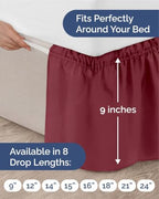 CGK Wrap Around Dust Ruffle Bed Skirt - Queen Size, 9" Inch, Burgundy - Image 4