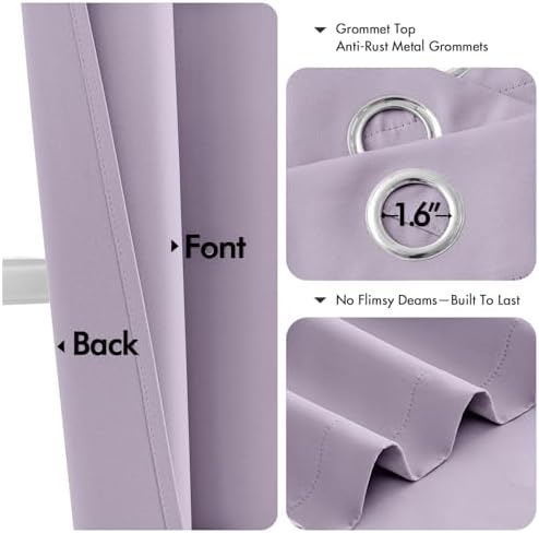 MIULEE Blackout Curtains for Bedroom 2 Panels 40 x 84 Inch Long Lilac - Image 4