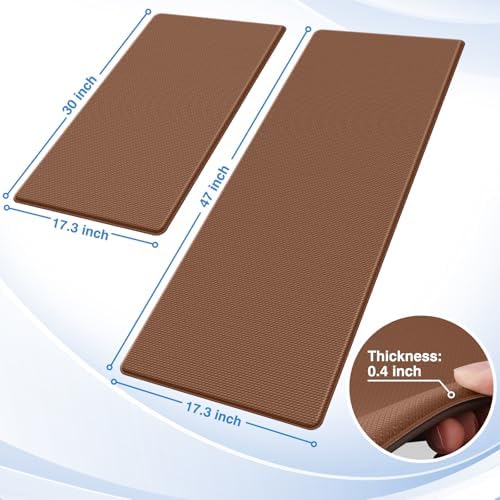 StepRite Kitchen Mats for Floor, 2-Pack Anti-Fatigue Rugs, Terracotta Brown - Image 2