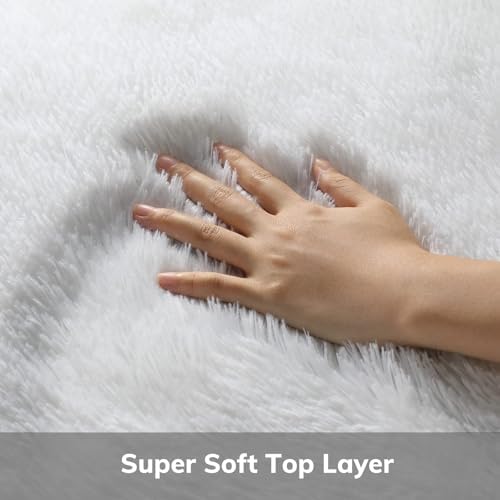 Ophanie Runner Rug for Hallway, 2x6 Washable Non-Slip Fluffy Soft Bedside Rugs, Bedroom Living Room Shaggy Carpet for Kids Girls Boys Dorm Nursery Home Decor Aesthetic, White - Image 2