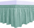 PureFit Wrap Around Ruffled Bed Skirt, Baby Blue, Twin/Full - 18" Drop by PureFit