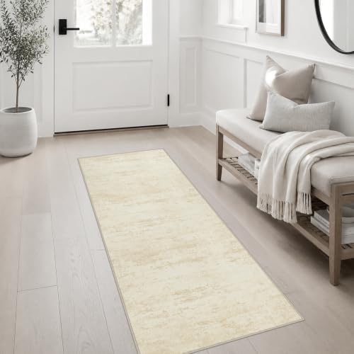 2x5 Washable Runner Rug：Modern Abstract Kitchen Soft Carpet Beige - Image 3