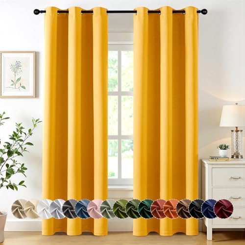 MIULEE Blackout Curtains for Bedroom 2 Panels 40 x 72 Inch Long Yellow by MIULEE