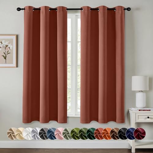 MIULEE Fall Blackout Curtains for Bedroom 2 Panels 40"x54" Long Terracotta by MIULEE
