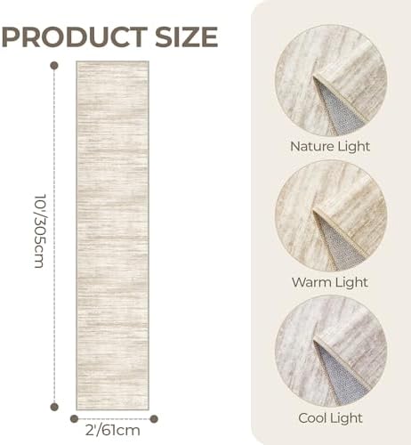 2x10 Runner Rug Non Slip,Washable Hallway Runner Rug,Brown - Image 2