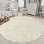 Round Area Rug Living Room: 8 ft Modern Washable Carpet Taupe - Image 5