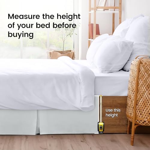 Queen Size Pleated Bed Skirt, Hides Under-Bed Storage 16" Drop, Light Grey - Image 4