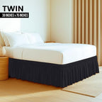 Wrap Around Twin Bed Skirt, Easy Fit Elastic Belt, 16 Inch Drop, Black - Image 2
