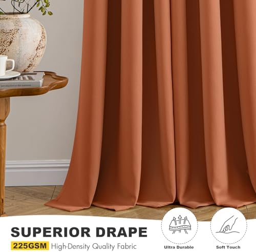 MIULEE Fall Blackout Curtains for Bedroom 2 Panels 40 x 54 Inch Long Rust - Image 5