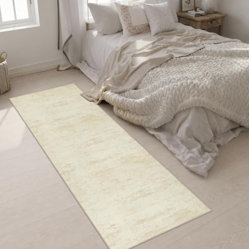 2.6x8 Washable Runner Rug：Modern Abstract Kitchen Soft Carpet Beige - Image 5