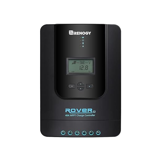 Renogy Solar Charge Controller Rover 40A 12V24V Auto Parameter DC Input MPPT Charge Controllers for Solar Panels Adjustable LCD for Gel Sealed Flooded Lithium Battery