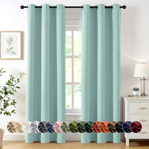 MIULEE Blackout Curtains for Bedroom 2 Panels 40 x 72 Inch Long Aqua by MIULEE