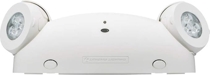 Lithonia Lighting Quantum LED Emergency Fixture with Dual Adjustable Heads, Wall or Ceiling Mount, UVOLT, White Housing