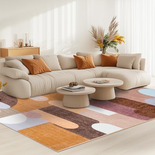 Ompaa Living Room Rug 5x8 Brown Area Rug Machine Washable Rug Non Slip Indoor Large Rugs for Bedroom, Classroom, College Dorm, Farmhouse, Dining Room, Kids Playroom - Image 3