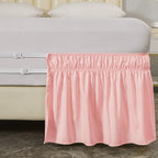 MEILA Wrap Around Elastic Bed Skirt for Twin & Full Beds, 24" Drop, Pink - Image 6