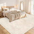 Area Rugs 9x12 Living Room: Bedroom Washable Carpet Retro Beige - Image 2