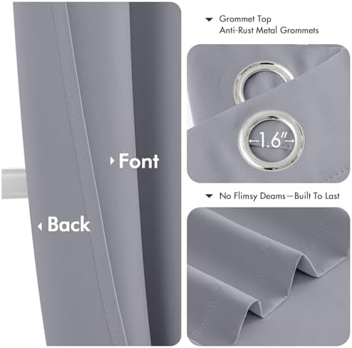 MIULEE Blackout Curtains for Bedroom 2 Panels 40 x 54 Inch Long Silver Grey - Image 4