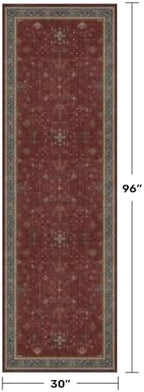 Dark Red 2'6''x8' Wide Hallway Runner Rug - Washable Kitchen Sink Rug, Non Slip 8ft Long Runner Rug for Entryway, Burgundy Turkish Floral Print Home Décor - Image 2
