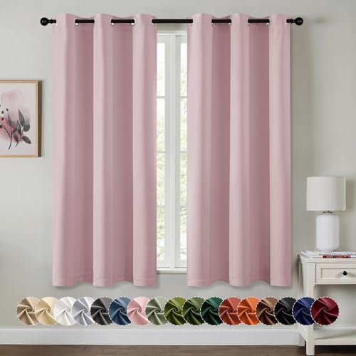 MIULEE Blackout Curtains for Bedroom 2 Panels 40 x 63 Inch Long Blush Pink by MIULEE