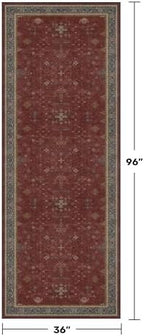 Washable 3x8 Entry Way Rugs Indoor - Burgundy Large Kitchen Rug, Non Slip Unique Bohemian Red Low Pile Thin Carpet for Bedroom Bedside, Foyer - Image 2