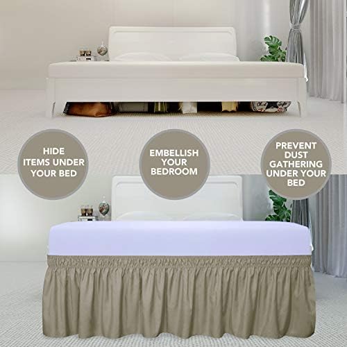 PureFit Wrap Around Ruffled Bed Skirt, Sand, Queen/King - 18" Drop - Image 3