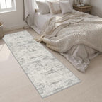 2.6x10 Washable Runner Rug:Modern Abstract Indoor Soft Carpet Gray - Image 5
