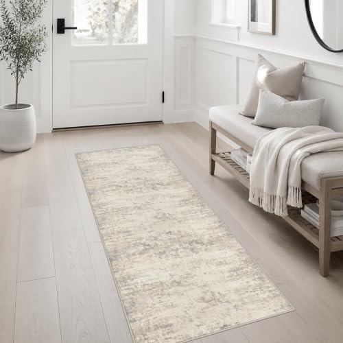 2x5 Washable Runner Rug：Modern Abstract Soft Carpet Brown Beige - Image 3