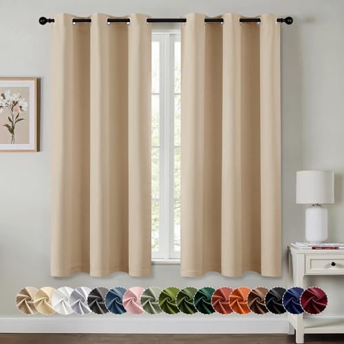 MIULEE Blackout Curtains for Bedroom 2 Panel 40x45 Inch Long Biscotti Beige by MIULEE