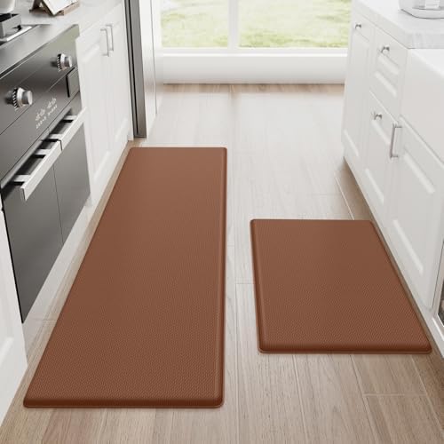 StepRite Kitchen Mats for Floor, 2-Pack Anti-Fatigue Rugs, Terracotta Brown by Bringcushiontoyourlife