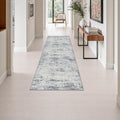 2x6 Washable Runner Rug：Modern Abstract Soft Carpet Blue Grey by FXRHLP