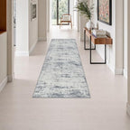 2x6 Washable Runner Rug：Modern Abstract Soft Carpet Blue Grey by FXRHLP