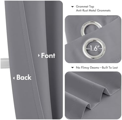 MIULEE Blackout Curtains for Bedroom 2 Panels 40 x 45 Inch Long Light Gray - Image 4