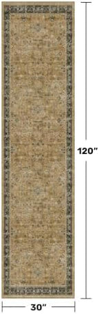 Boho Washable 10ft Long Runners for Hallways, Rustic Brown and Charcoal Olive 2'6"x10' Wide Kitchen Runner Rug, Vintage Entryway Indoor Rug, Non-Slip Stain Resistant Low Pile Throw Rug - Image 2