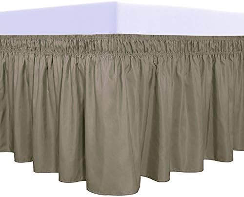 PureFit Wrap Around Ruffled Bed Skirt, Sand, Queen/King - 18" Drop by PureFit