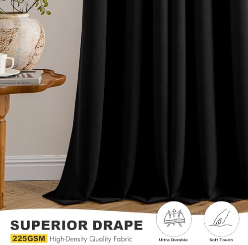 MIULEE Blackout Curtains for Bedroom Bathroom 2 Panels 40" x 78" Long Black - Image 5