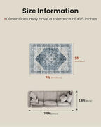 Amada 5x7 Washable Area Rug for Living Room, Blue, Vintage Pattern - Image 2
