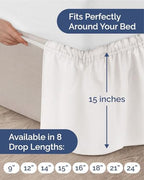 CGK Wrap Around Dust Ruffle Bed Skirt - King Size, 15" Inch, Antique White - Image 4