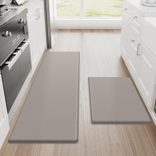 StepRite Kitchen Mats for Floor, 2-Piece Anti-Fatigue Kitchen Rugs, Khaki by Bringcushiontoyourlife
