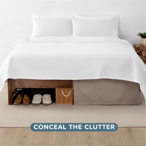 Bare Home Bed Skirt 15-Inch Drop 1800 Ultra-Soft (Queen, Taupe) - Image 4