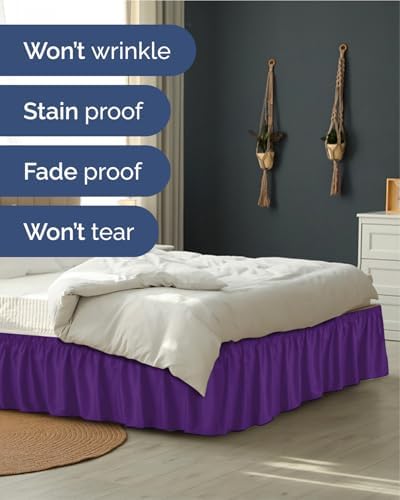 CGK Wrap Around Dust Ruffle Bed Skirt - King Size, 9" Inch, Purple - Image 5
