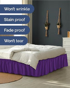 CGK Wrap Around Dust Ruffle Bed Skirt - Queen Size, 12" Inch, Purple - Image 5