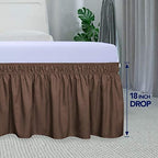 PureFit Wrap Around Ruffled Bed Skirt, Brown, Queen/King - 18" Drop - Image 5