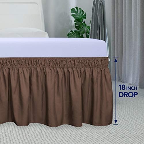 PureFit Wrap Around Ruffled Bed Skirt, Brown, Queen/King - 18" Drop - Image 5