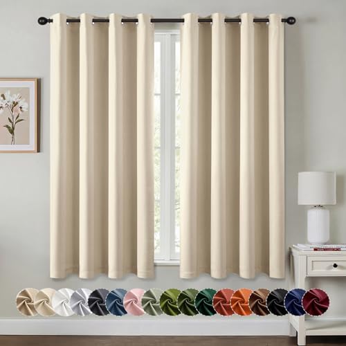 MIULEE Blackout Curtains for Bedroom 2 Panels 55 x 68 Inch Long Cream Beige by MIULEE