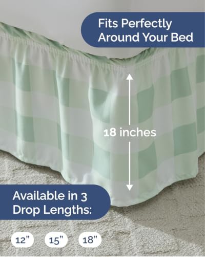 CGK Wrap Around Dust Ruffle Bed Skirt - King Size, 18" Inch, Sage - Image 4
