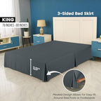 King Size Pleated Bed Skirt, Hides Under-Bed Storage 16 Inch Drop, Grey - Image 2