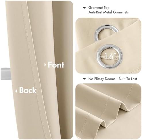 MIULEE Blackout Curtains for Bedroom 2 Panels 50 x 63 Inch Long Cream Beige - Image 4