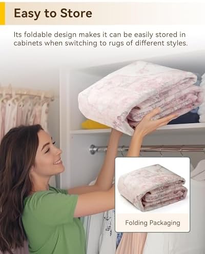 RELEANY Washable Area Rug, Square 4'x4', Pink - Image 4