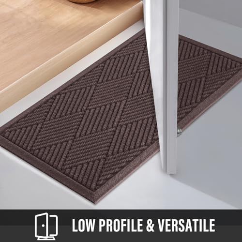 HIYARD Sturdy Front Door Mat, Absorbent Muddy Dirt Resist Welcome Door Mats Outdoor Indoor, Stain and Fade Resistant, Non-Slip Rubber Backing Low Profile Doormat for Entryway, 72×24, Coffee - Image 6